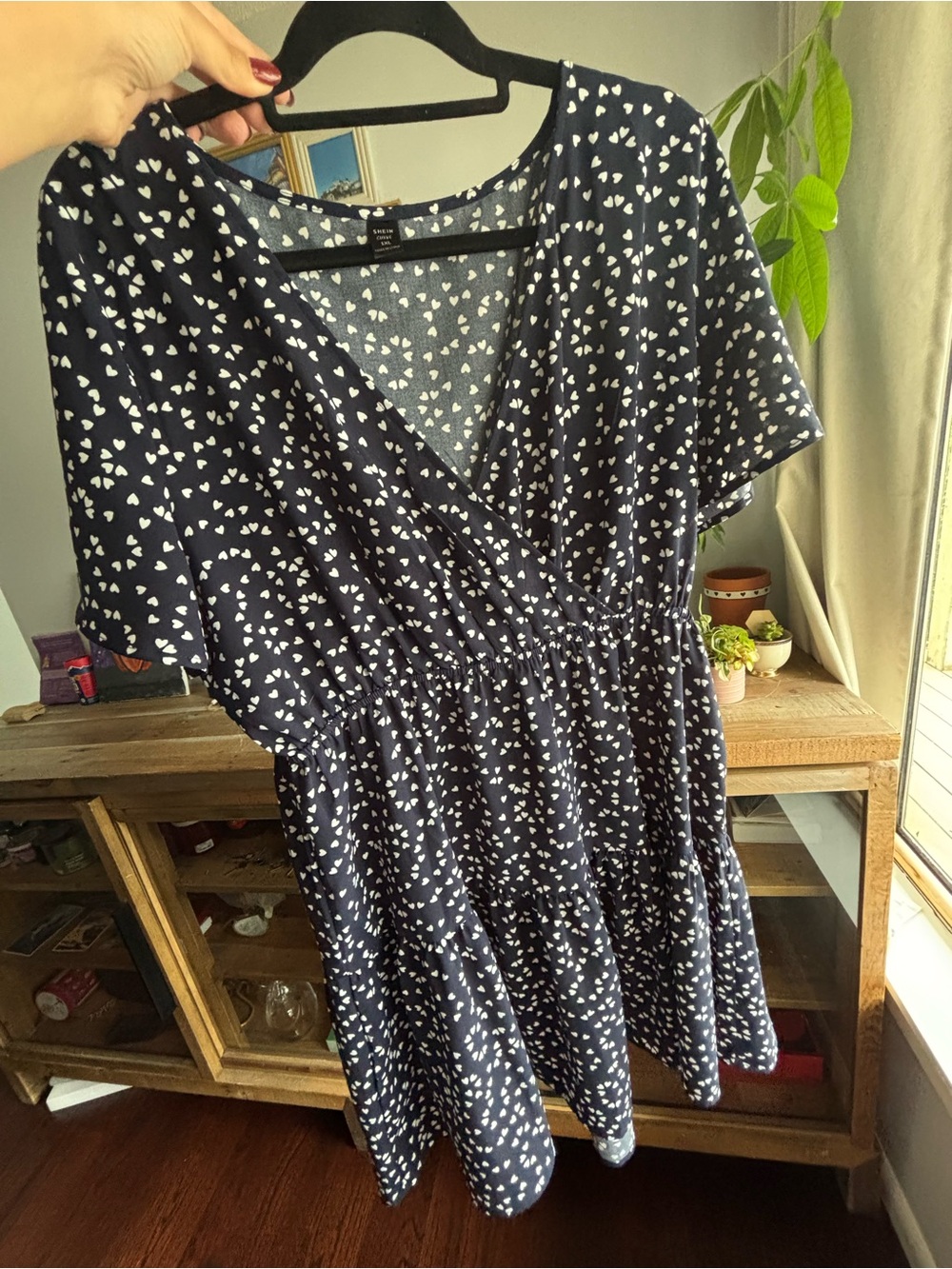 Navy Heart-Print Dress